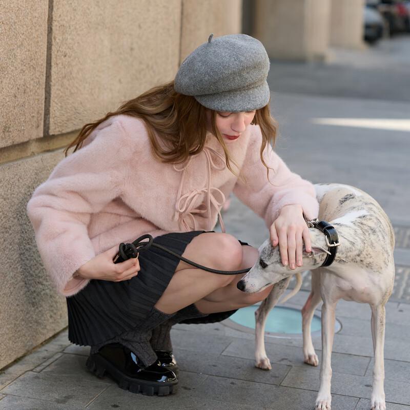 Sancai 2025 Winter Faux Fur Tie-Waist Coat