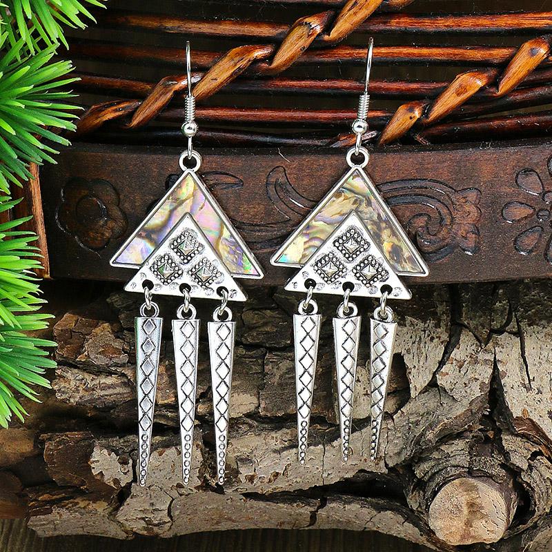 Vintage Ethnic Style Hollow Water Drop Pendant Earrings for Women Long Antique Silver Color Elegant Earring Jhumka Jewelry