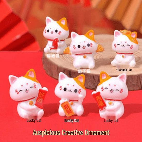 

Micro Landscape Ornament: Cute Lucky Cat Resin Craft for Car Console - Free Shipping Creative Ornament: Random Set of 4