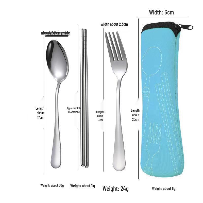 Stainless Steel Cutlery Set: Knife, Fork, Spoon & Chopsticks - Portable 4-Piece Set for Students, Travel, & Gifts