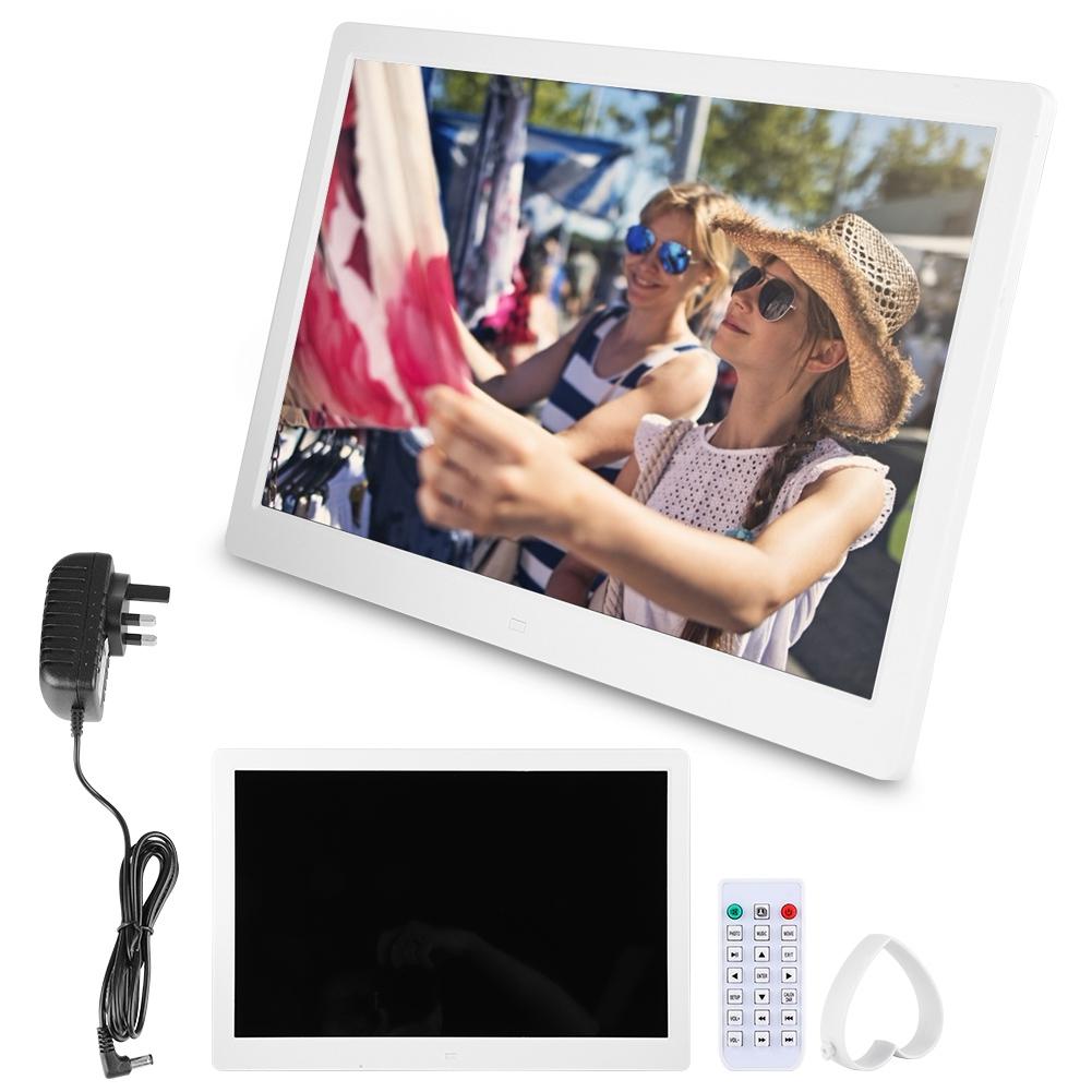 15,4 Zoll 1280*800 HD Digitaler Fotorahmen Wecker Player Album Fernbedienung Weiß
