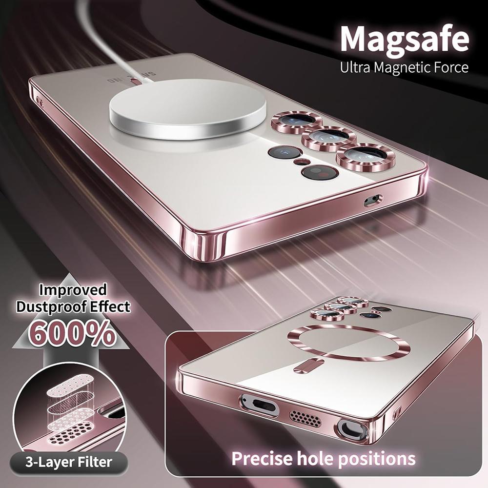 Luxury Glitter Plating Clear Silicone Soft Case For Samsung S25 Edge S24 S23 S21 FE S22 Ultra Plus Magnetic For Magsafe Shell