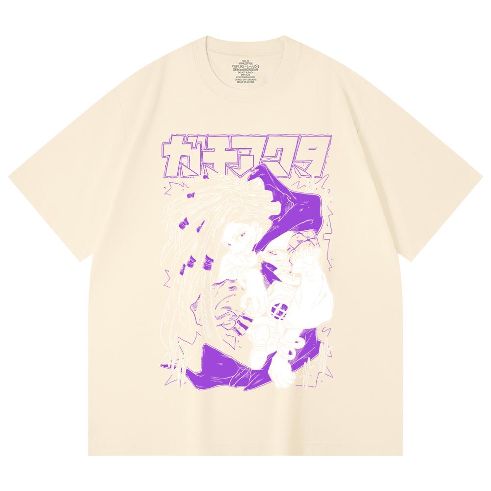 230 г/м² 100% хлопок Gachiakuta V4 Принт Jabber Унисекс Тяжелая хлопковая футболка XS абрикосовый