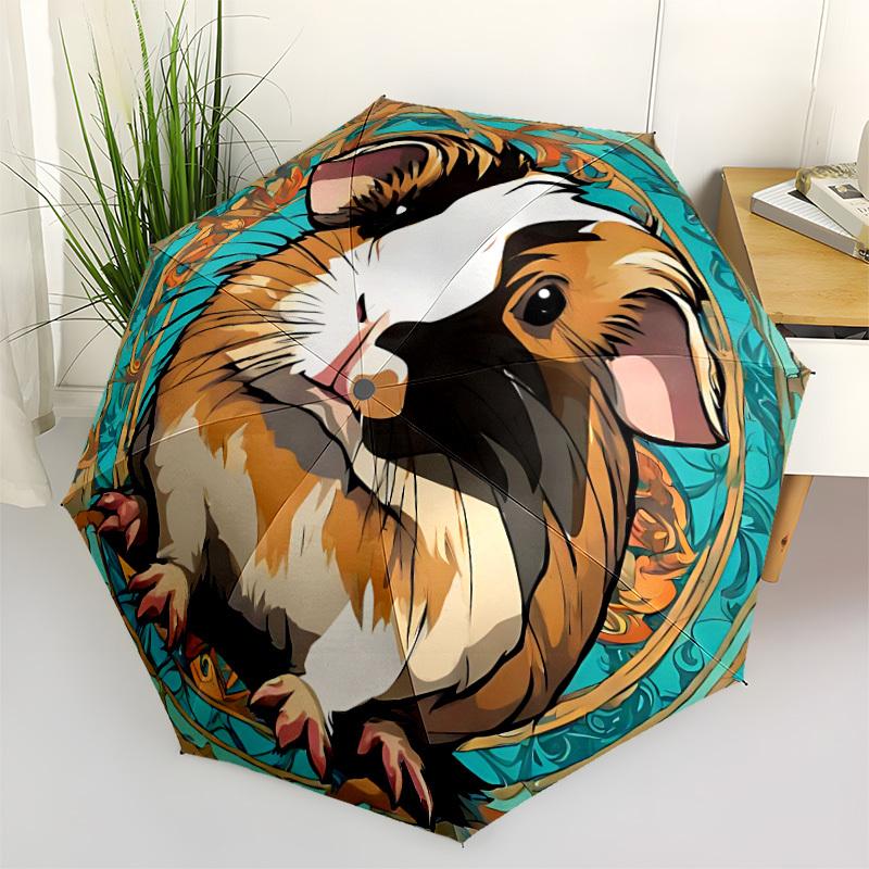 

1pc Guinea Pig Print Automatic Opening and Closing Folding Umbrella with 8 Iron Ribs - Portable, Foldable for Travel yy251124127