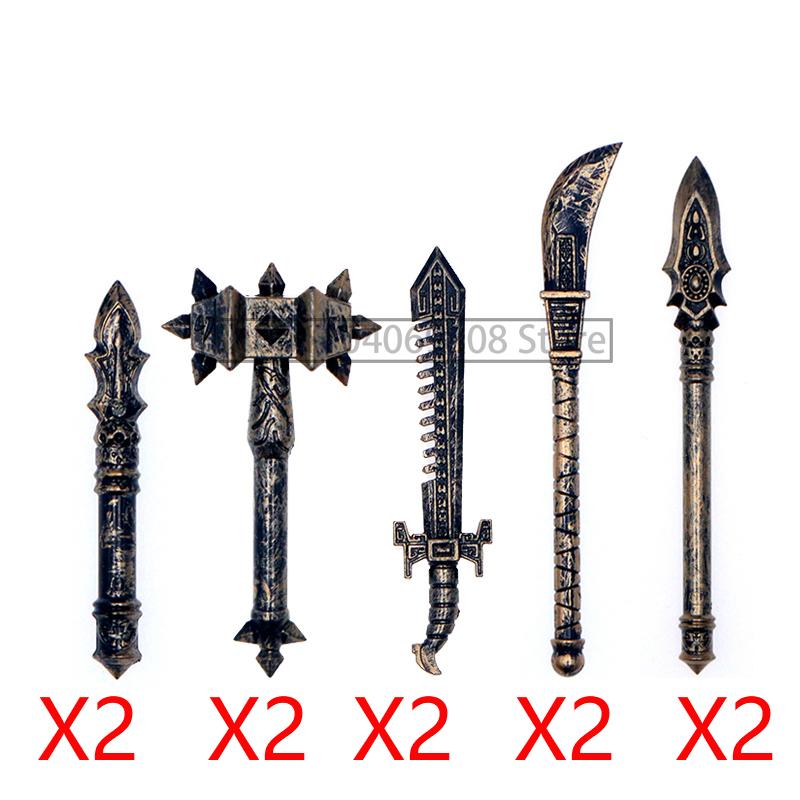 MOC Military Building Blocks Medieval Soldiers Knight Figures Weapons Accessories Witc Hat Helmet Shield Spear DIY Brick Toy T10