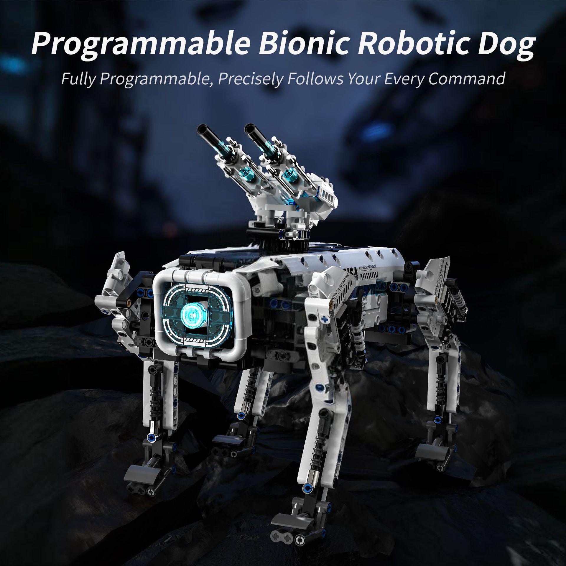 War Robot Dog Building Blocks: Remote Control STEM Toy for 7-Year-Olds T1109 Robot Dog (Dynamic Lights Edition)