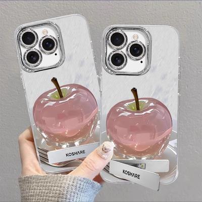 The Crystal Apple Stand Is Suitable for IPhone 16, Phone Case 13, Pro Max High-end Feel 15, Fine Hole Down Screen 14, Lanyard 11
