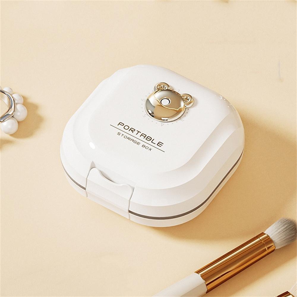 

7 ячеек Портативная коробка для хранения Шпильки Серьги Ожерелья Шкатулки для украшений Мини-медведь с рисунком Футляр для лекарств и таблеток Дорожный разделитель Коробка