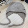 Soft waxy seam buckle small standard wool blended knitted ear protection hat autumn and winter versatile lace-up warm and cold-proof flying hat