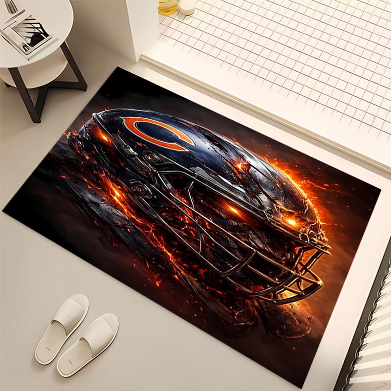 1pc Chicago Bears Logo Print Area Rug - Soft, Washable Non-Slip Indoor Mat, Living Room, Home Office Decorative Rug,Office Decorative