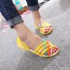 Women Sandals Hot Sale Summer New Candy Color Women Shoes Peep Toe Stappy Beach Sandals Rainbow Jelly Shoes Woman Flats