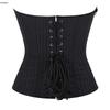 Available Women Back Drawstring Tie Corset Office Style Fashion Crop Top Stripe Padded Bra Bustier With Zip