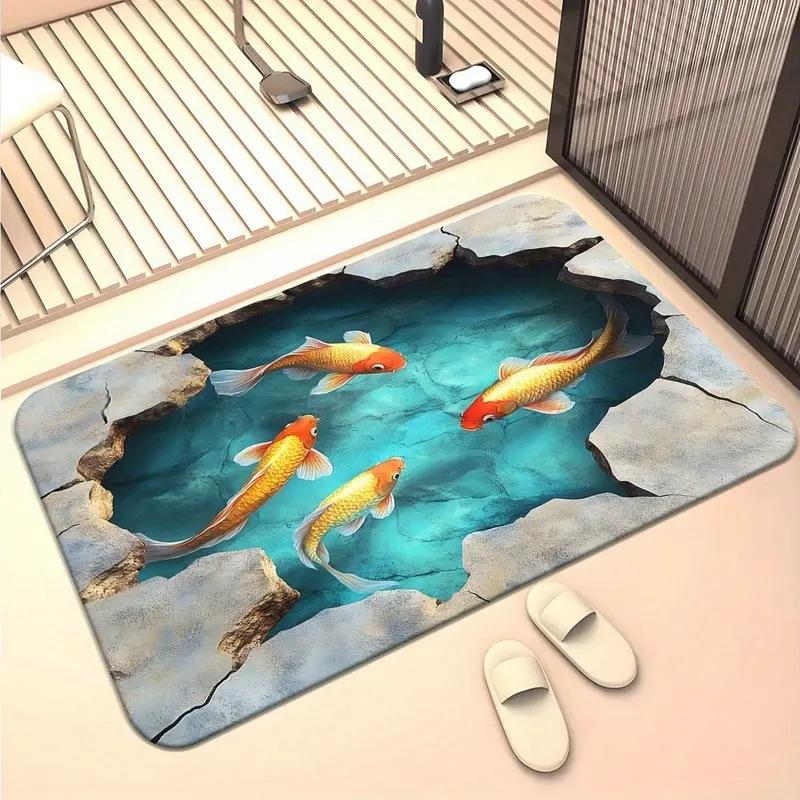 American 3D visual entryway wear-resistant door mat for home bathroom, anti slip and absorbent, easy to maintain floor mat