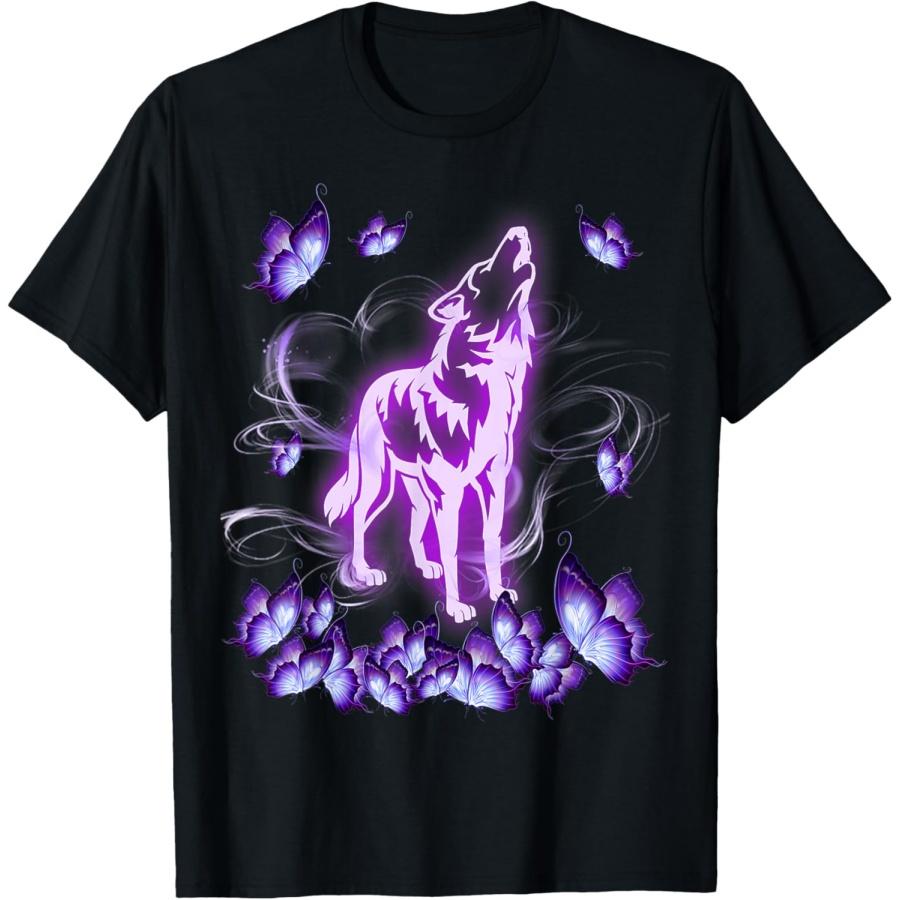 Wolf magical purple butterfly wolf lover T-Shirt XXXXXL чёрный