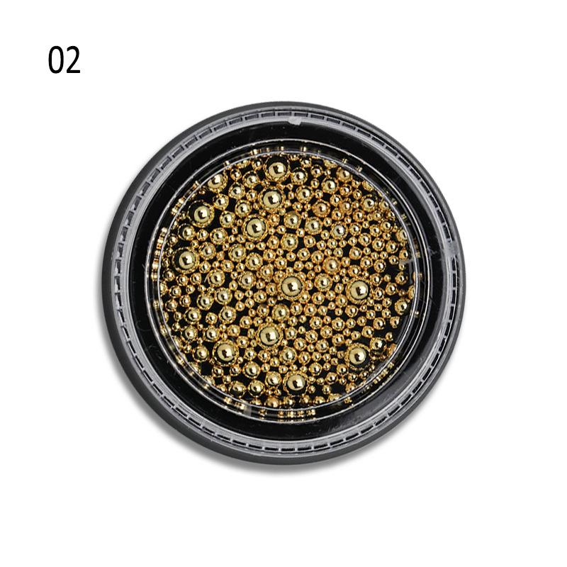 Nail Art Steel Beads Ornament Set: Gold, Silver, Rose Gold, Gunmetal & Black Caviar Beads