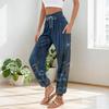 Women's Pocket Drawstring Trousers High Waist Yoga Retro Print Casual Pants
