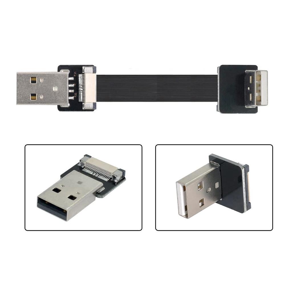 Cablecc Up Angled USB Male To Male Data Flat Slim FPC Cable 90 Degree for FPV Disk Scanner Printer 200CM 2.0 Type-A Type-A & & &