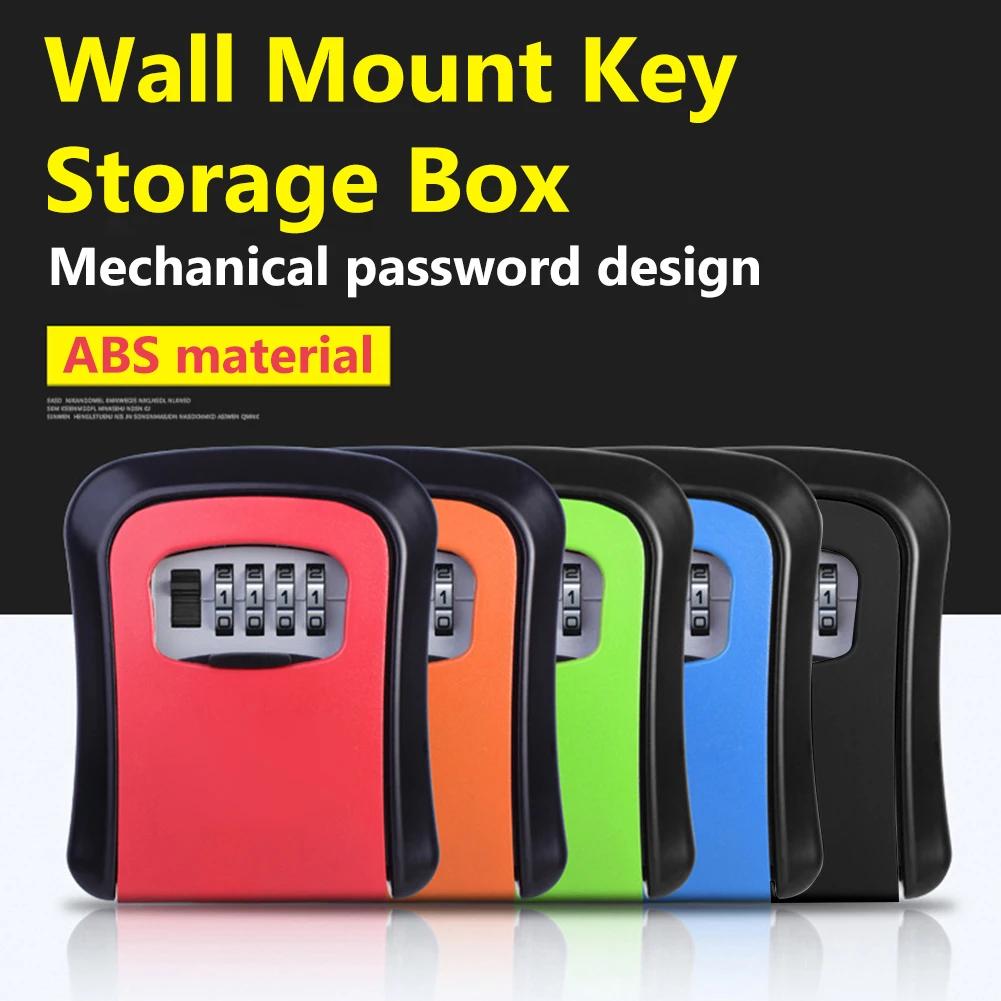 Wall Mount Key Safe Organizer Box 4 Digit Combination Password Key Box Password Lock ABS Plastics for Indoor Outdoor Key U Disk
