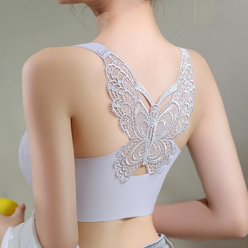 Front-button Bra for Women Butterfly Back Plus-size Underwear for Women Adjustable Type Without Underwire Breast Retraction Bra