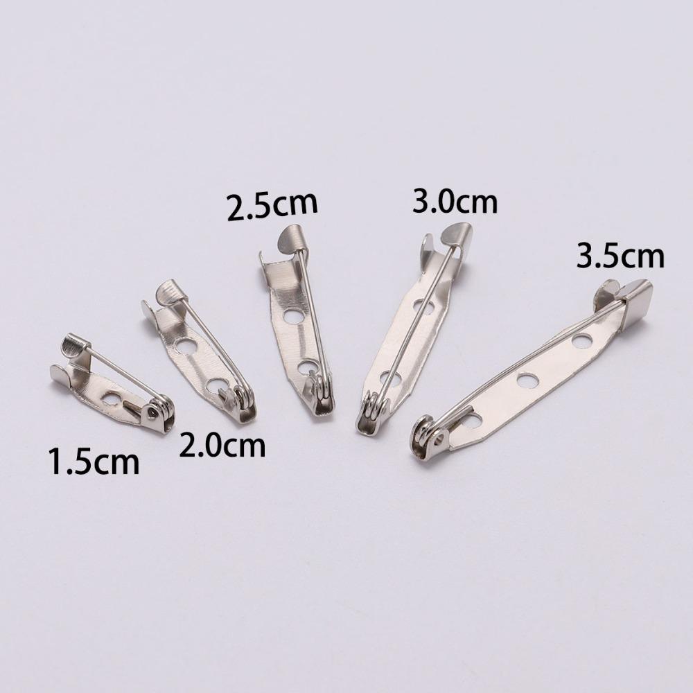 50pcs/lot 15 20 25 30 35 40mm Metal Safety Pins Brooch Settings Blank Bases Brooch Clip Base Pins For DIY Jewelry Making