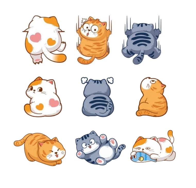 9 Pieces Car Sticker Cat Sticker Car Decal Waterproof Sticker