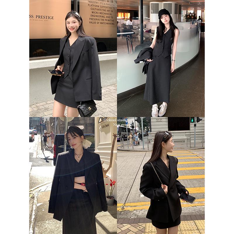 Baishiwang Korean-Style Four-Piece Set: Jacket, Vest, Skirt, and Suit for a Sophisticated Look.