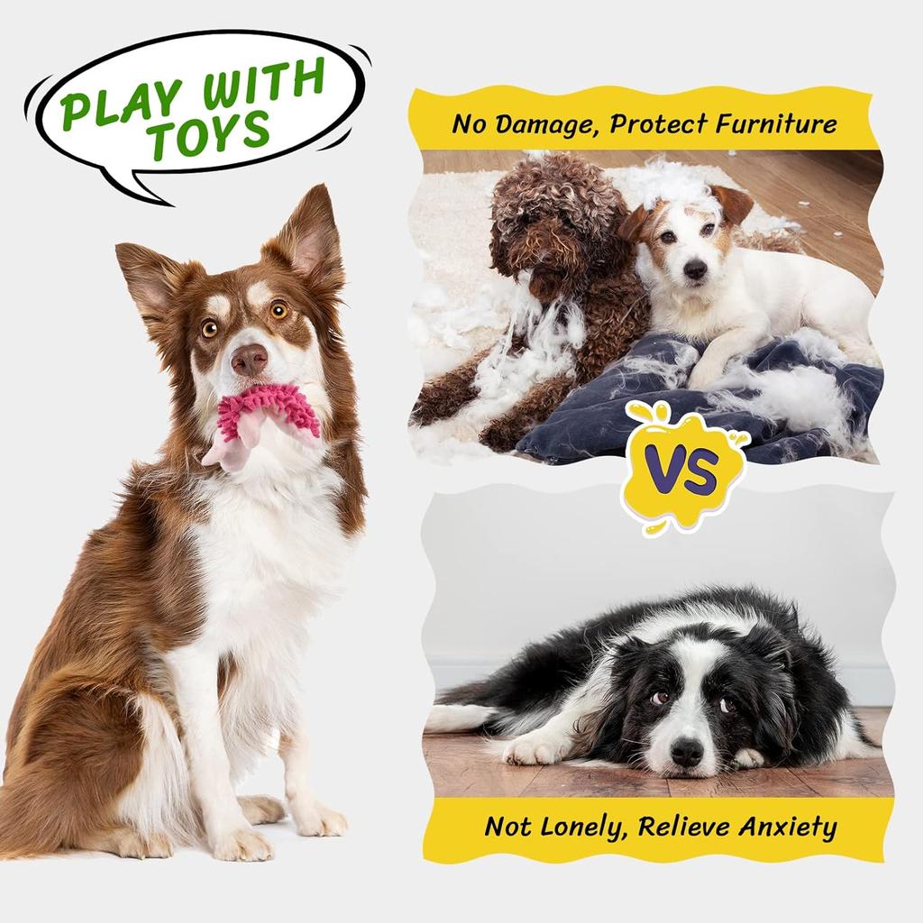 Pet Soft Dog Toys Squeaky - 6 Pack Cute Puppy Toys Plush Animals, No Stuffed Dog Chew Toys Dog Toys Interactive Pet for Small, Medium and Large Dogs