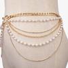 Geometric Metal Body Chain With Gold And White K Accents For Unisex Adult Fashion Jewelry