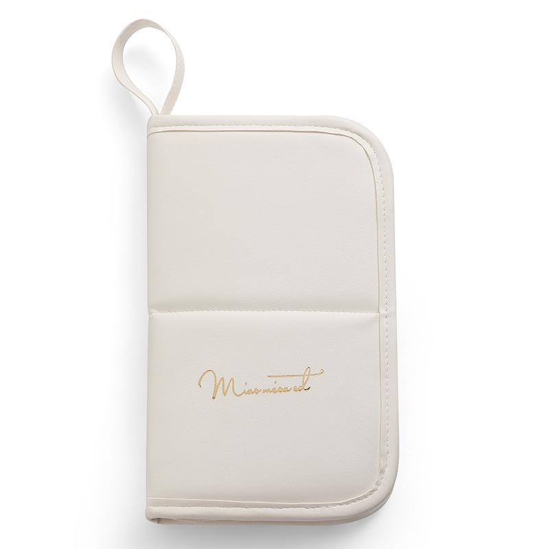 Upright PU Makeup Brush Storage Bag Foldable And Portable Travel Makeup Brush Bag Large Capacity Embroidery Tool Pen Eyebrow Pencil Tool Kit