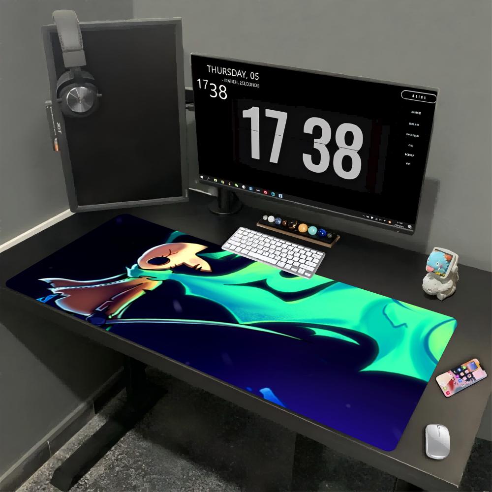 XXL Gaming Mouse Pad Skull Hooded Deskmat Non‑Slip Rubber Cyan Magic Flame Mountain Pc Game Keyboard Mats Gamer Mausepad
