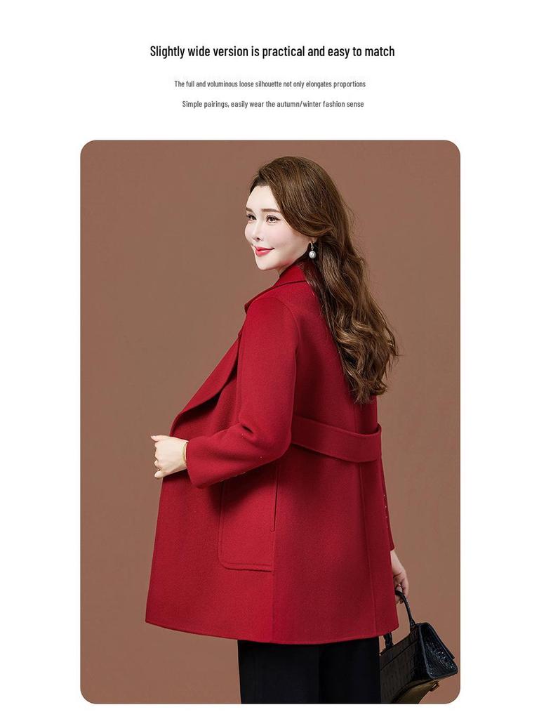 Women's Slimming Double-Faced Cashmere Coat - High-End Winter 2025 Collection for Middle-Aged Women