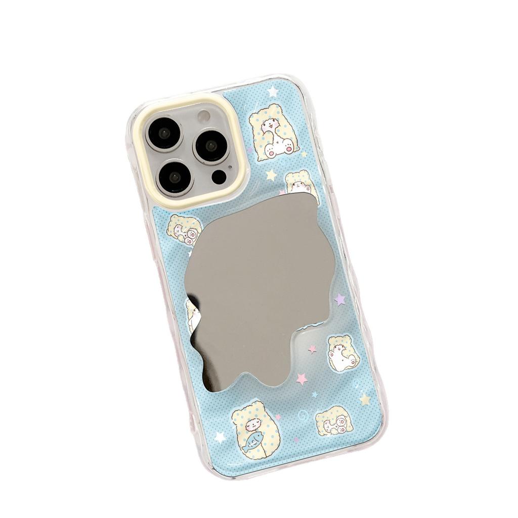 Cute Little Furry Bear Is Suitable for Apple 17/16 Mobile Phone Case Iphone13promax Huawei Makeup Mirror Case.