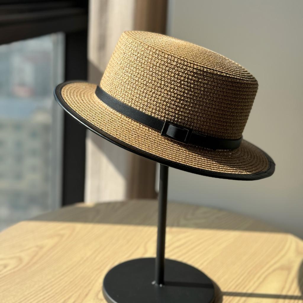 New Fashion Belt Decorative Straw Hat Women's Spring Summer Travel Straw Visor Sun Hat