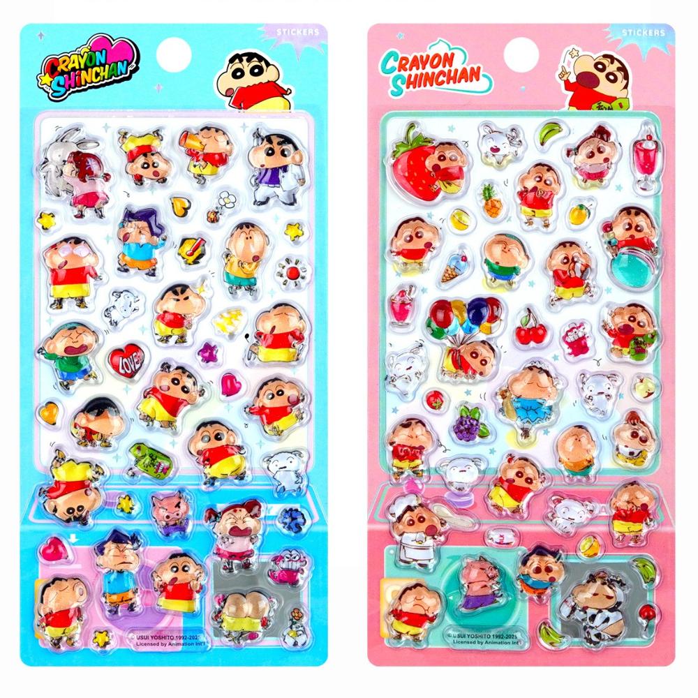 Kawaii Crayon Shin Chan Cartoon 3D  Relief Stickers Cute DIY Crystal Decorative Anime Sticker Phone Case DIY Kids Toys Gift