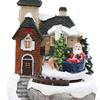 Music Box with , Desktop Ornaments Village Colorful Lights, Santa Snowy House Decoration for