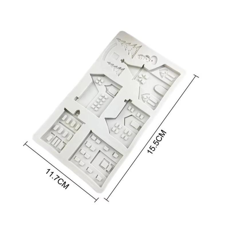 

Дом Силиконовая форма Рождественский торт Кружевные инструменты для украшения Снеговик Замок Вилла Форма LS серый