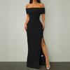 European and American New Summer Tube Top One-word Shoulder Split Back Solid Color Hip-wrapped Slim Dress