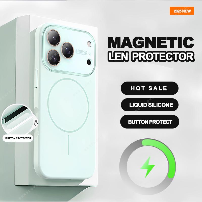 Big Window Magnetic Phone Case for For Iphone 17 Air 16 1 13 14 Pro Max Liquid Silicone Shockproof Protector Cover