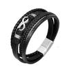 Original Trinkets, Retro Men's Jewelry, Hand-woven Leather Rope 8-character Bracelet, Magnetic Buckle Cross-border