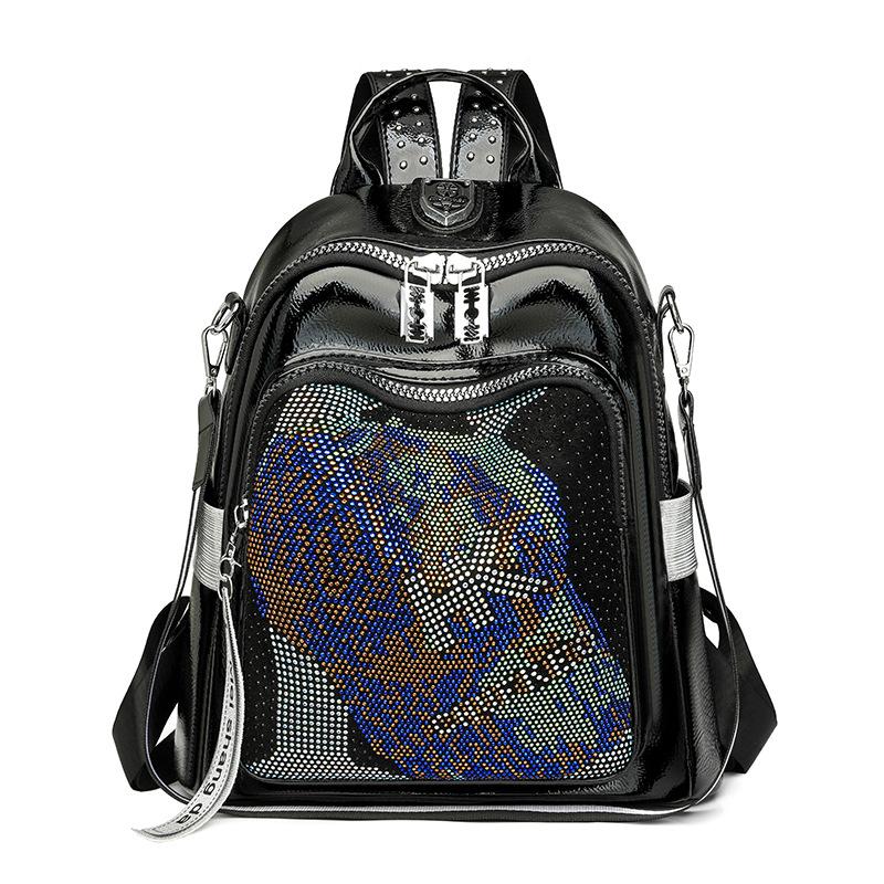 Rucksack Damen Heißer Diamant Pailletten Mode Punk Hohes Gefühl Große Kapazität Reise Persönlichkeit Tasche Baigou Rucksack