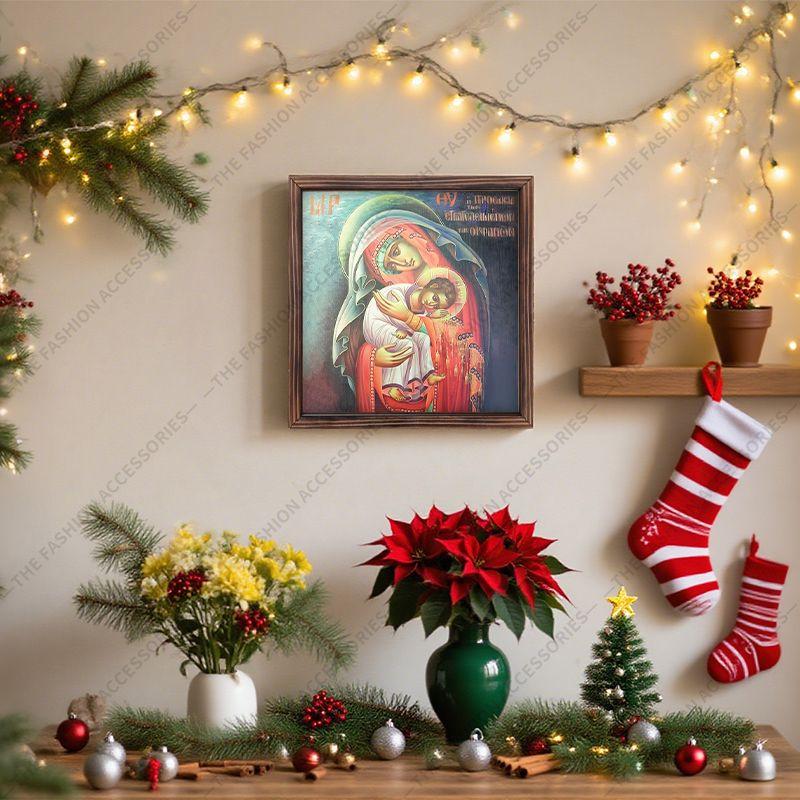 Pintura decorativa de iconos ortodoxos, Icono consagrado "Defensor de los valientes y abandonados", Pintura para portafotos, Arte cristiano de pared, 20cm*20cm, regalo
