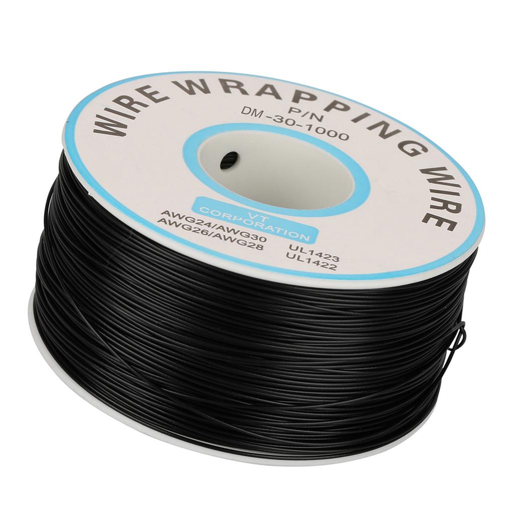 1 Rolle Drahtwicklung, einzelner Kupferdrahtstrang, 30 AWG, Kabel mit 0,25 mm Kerndurchmesser (Schwarz)