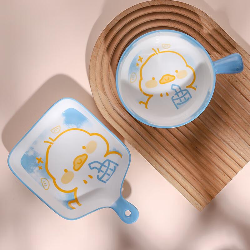 Relaxed Duck Ceramic Kids Dinner Set