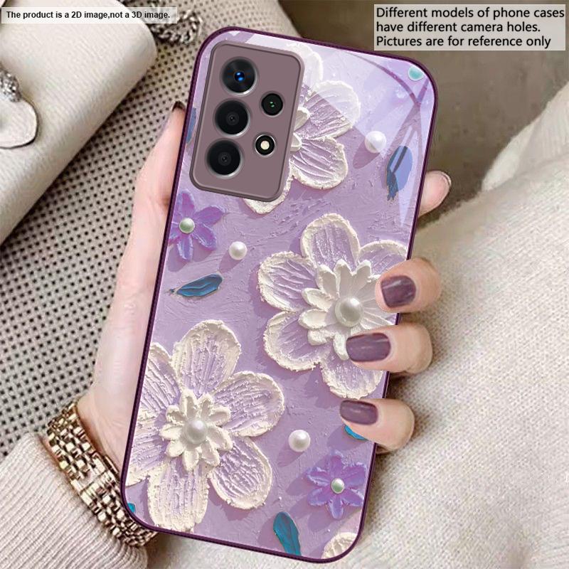 Creme Reis weiße Blüten Für Samsung A20 30 22 23 24 25 26 A31 32 33 34 A35 42 A50 51 52 53 54 55 56 70 71 72 73 Glas Handyhülle