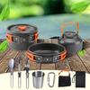 Camping Cookware Kit Kettle Pot Pan Cookset Portable Foldable Lightweight Utensils Aluminum Picnic Tableware BBQ Hiking Travel
