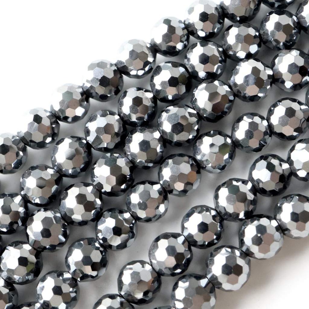 [GOLD STONE] Terahertz Ore 128 Facets, 40cm Long, Mirror Ball Cut, Handmade Accessories, Sold in Strands, 4mm