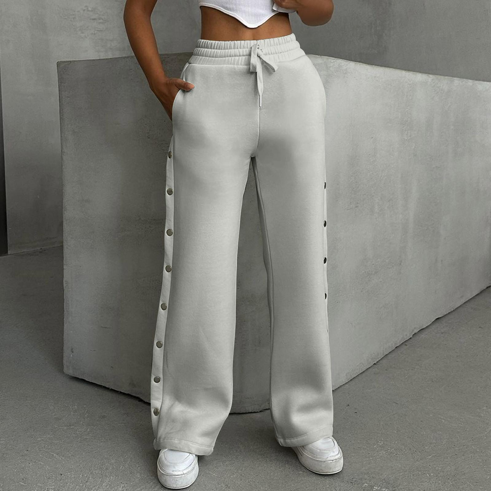 

Женские повседневные однотонные широкие брюки с пуговицами XL