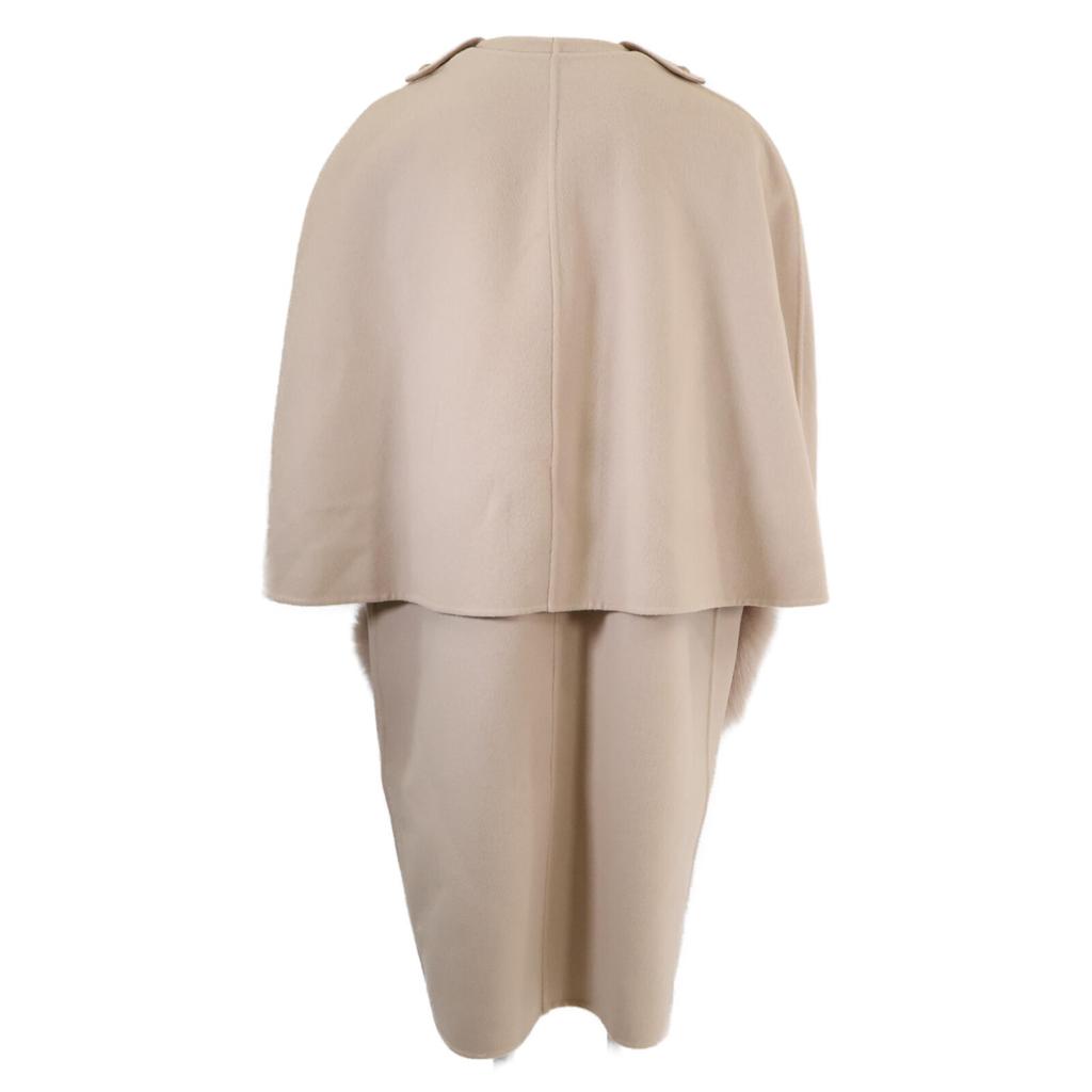 DRAWER 22AW 6525-299-0823 PRE1 Wool Reversible Fur Cape Coat 38 beigeUsed