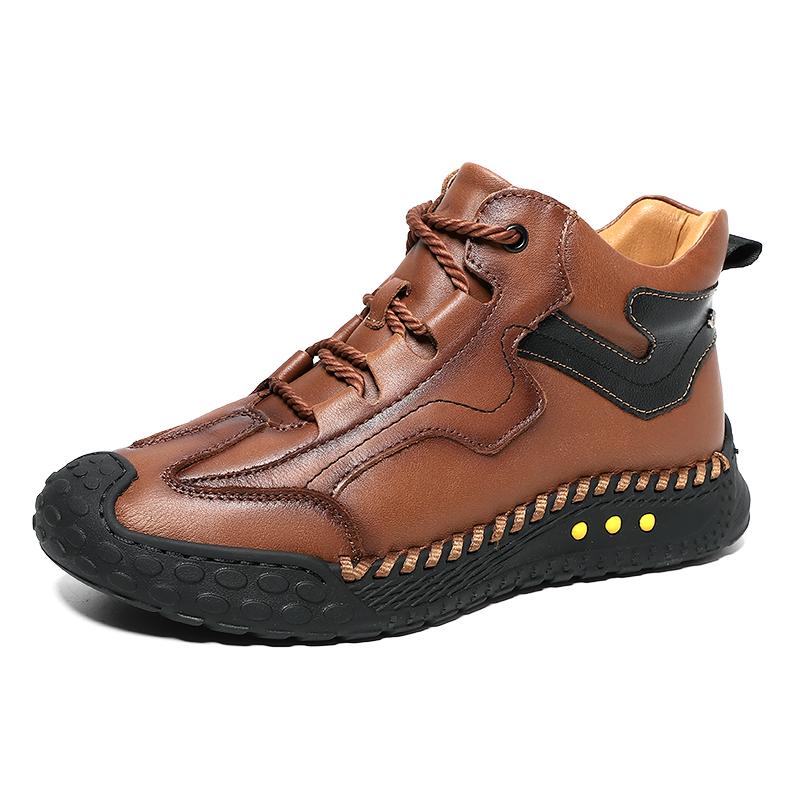 Men's High-top Hiking Boots Casual Sneakers Handmade Leather Shoes 39-46