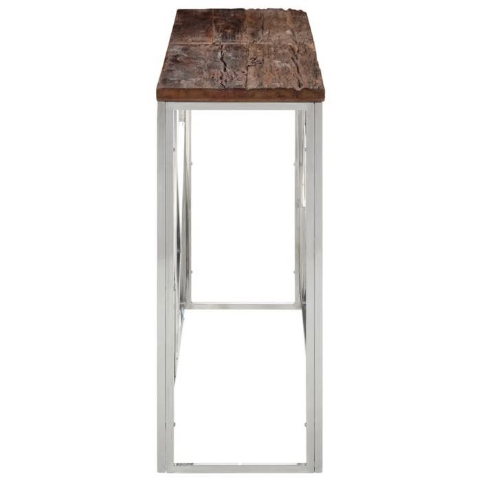 VidaXL Silver Console Table Stainless Steel and Solid Larch Wood, Sofa Table, Hallway Table, Behind Table 349997